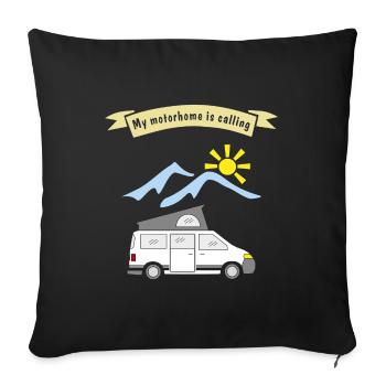 motorhome is calling - Sofa pillowcase 17,3'' x 17,3'' (45 x 45 cm) - black - Front