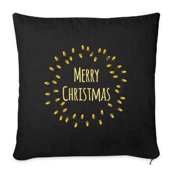 Wreath of lights * String of lights * MERRY CHRISTMAS - Sofa pillowcase 17,3'' x 17,3'' (45 x 45 cm) - black - Front