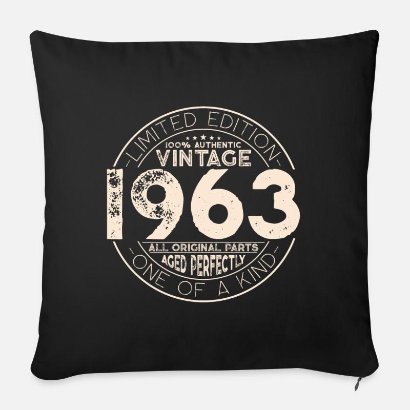 Jahrgang 1963 geboren Vintage Geburtstag Geschenk - Sofakissenbezug 45 x 45 cm - Schwarz