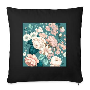 Floral Design 5 - Sofa pillowcase 17,3'' x 17,3'' (45 x 45 cm) - black - Front