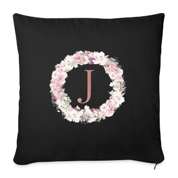 Customizable Monogram J Wreath - Sofa pillowcase 17,3'' x 17,3'' (45 x 45 cm) - black - Front