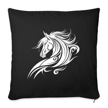 Cheval, Équitation, Style de tatouage tribal, Fan de nature animale - Housse de coussin décorative 45 x 45 cm - noir - Devant