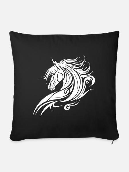 Pferd, Reiten, Tribal Tattoo Style, Tier Natur Fan - Sofakissenbezug 45 x 45 cm - Schwarz