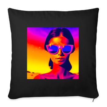 Last sun on Mercury - Sofa pillowcase 17,3'' x 17,3'' (45 x 45 cm) - black - Front