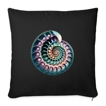 Spirale de Fibonacci, coquille, nombre d’or - Housse de coussin décorative 45 x 45 cm - noir - Devant