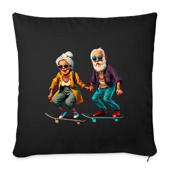 Cool old couple skater hipster - Sofa pillowcase 17,3'' x 17,3'' (45 x 45 cm) - black - Front