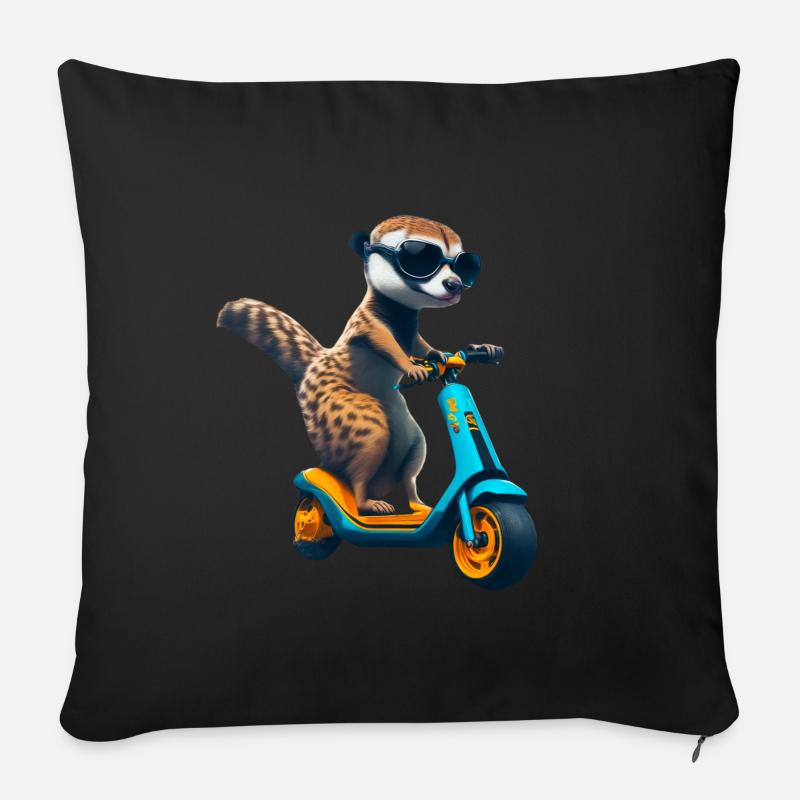 Escooting Erdmännchen Escooter Elektroroller - Sofakissenbezug 45 x 45 cm - Schwarz