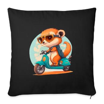 Escooting Meerkat Escooter Electric Scooter - Sofa pillowcase 17,3'' x 17,3'' (45 x 45 cm) - black - Front