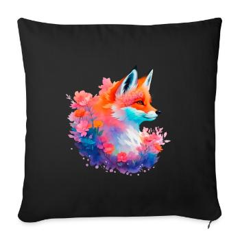 Red Fox Flowers Fox Head - Sofa pillowcase 17,3'' x 17,3'' (45 x 45 cm) - black - Front