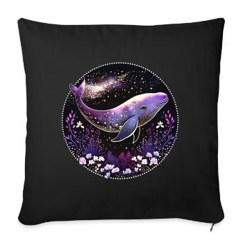 Whale, Sea, Whale, Underwater, Corals, Nature - Sofa pillowcase 17,3'' x 17,3'' (45 x 45 cm) - black - Front