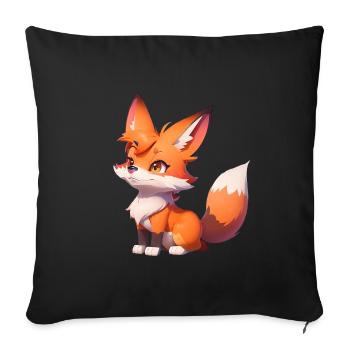 Adorable Chibi Fox - Sofa pillowcase 17,3'' x 17,3'' (45 x 45 cm) - black - Front