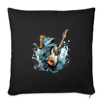 Zazo the fish guitarist - Sofa pillowcase 17,3'' x 17,3'' (45 x 45 cm) - black - Front