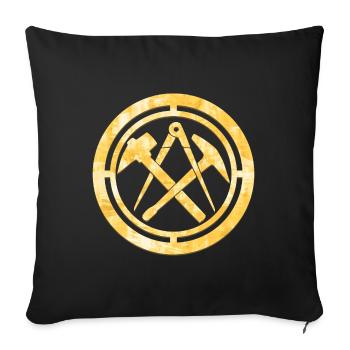 Logo de la Guilde des couvreurs Armoiries Or - Housse de coussin décorative 45 x 45 cm - noir - Devant