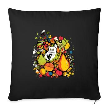 Joey in fruit - Sofa pillowcase 17,3'' x 17,3'' (45 x 45 cm) - black - Front