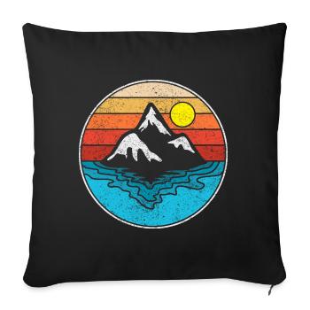 Sea Mountain mountains Retro Graphic - Sofa pillowcase 17,3'' x 17,3'' (45 x 45 cm) - black - Front