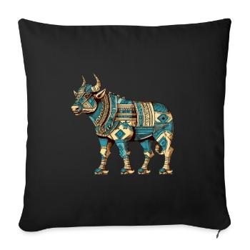 Taureau Egyptien n°2 - Housse de coussin décorative 45 x 45 cm - noir - Devant