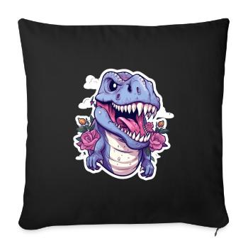 Dinosaure T Rex - Housse de coussin décorative 45 x 45 cm - noir - Devant