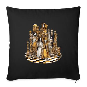 Kings and goddesses of the chessboard - Sofa pillowcase 17,3'' x 17,3'' (45 x 45 cm) - black - Front