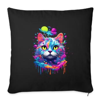 Pop Art Cat - Sofa pillowcase 17,3'' x 17,3'' (45 x 45 cm) - black - Front