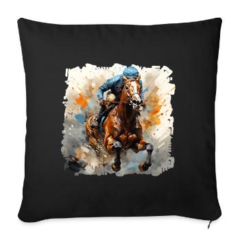 Le sport des courses de chevaux a une longue tradition - Housse de coussin décorative 45 x 45 cm - noir - Devant