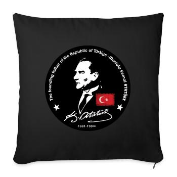 Mustafa Kemal Atatürk - Housse de coussin décorative 45 x 45 cm - noir - Devant
