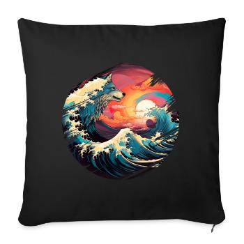 Meer Wellen Wolf Brandung Gischt Ufer Küste - Sofakissenbezug 45 x 45 cm - Schwarz - Vorne