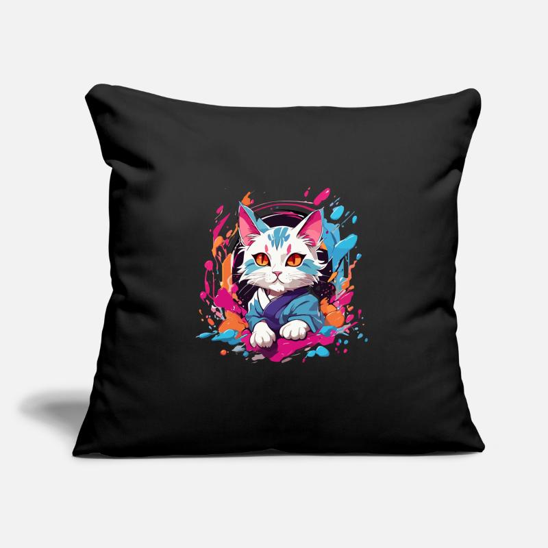 chat coloré Housse de coussin décorative 45 x 45 cm