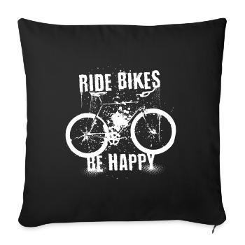 Ride Bikes Be Happy Bicycle en disant Design moderne - Housse de coussin décorative 45 x 45 cm - noir - Devant