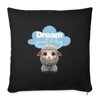 Sheep with Scarf - Dream Sweet & Big - Cloud - Blue - Sofa pillowcase 17,3'' x 17,3'' (45 x 45 cm) - black - Front
