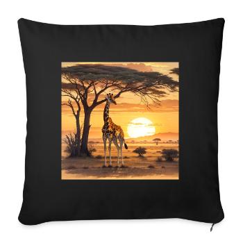 GIRAFFE AT SUNSET - Sofa pillowcase 17,3'' x 17,3'' (45 x 45 cm) - black - Front