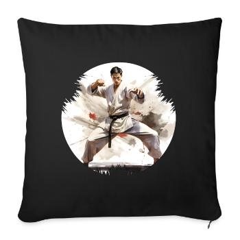Karaté, arts martiaux aux influences chinoises - Housse de coussin décorative 45 x 45 cm - noir - Devant