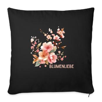 Love of flowers - Sofa pillowcase 17,3'' x 17,3'' (45 x 45 cm) - black - Front