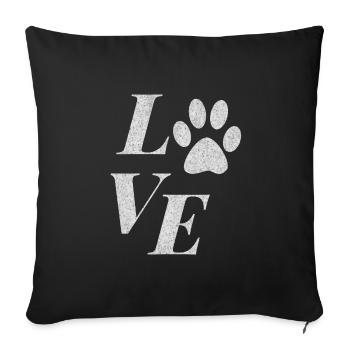 PATTES DE CHIEN D’AMOUR GRUNGE BLANC - Housse de coussin décorative 45 x 45 cm - noir - Devant