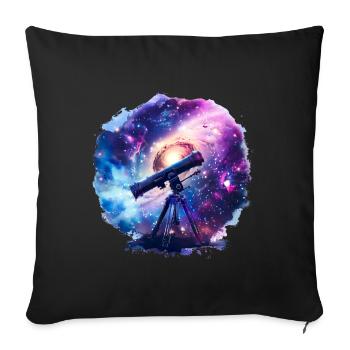 A telescope broadens our horizons - Sofa pillowcase 17,3'' x 17,3'' (45 x 45 cm) - black - Front