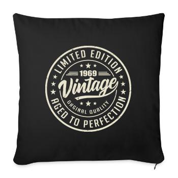 Vintage 1969 Cadeau 1969 Anniversaire Rétro 1969 - Housse de coussin décorative 45 x 45 cm - noir - Devant