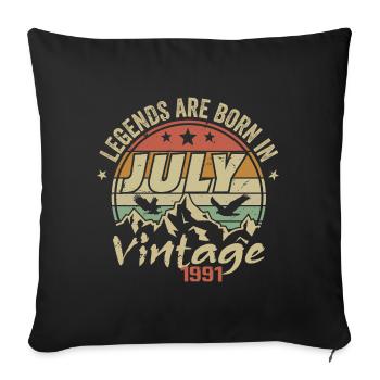 Vintage-Jubiläum – Hergestellt im Juli 1991 - Sofakissenbezug 45 x 45 cm - Schwarz - Vorne
