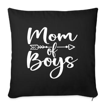 Maman de Garçons - Cadeau Fête des Mères - Housse de coussin décorative 45 x 45 cm - noir - Devant