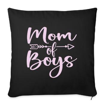 Maman de Garçons - Cadeau Fête des Mères - Housse de coussin décorative 45 x 45 cm - noir - Devant