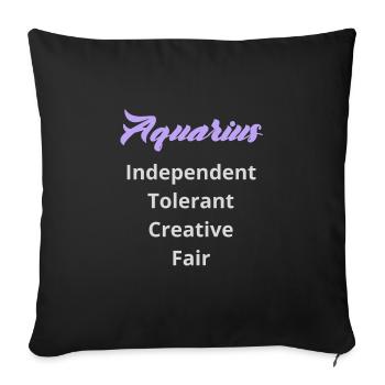 Logo signe astrologique "Verseau" - Housse de coussin décorative 45 x 45 cm - noir - Devant