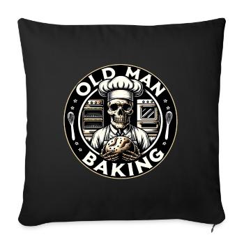 Old Man Baking Skull with Baker's Hat with Bread - Sofa pillowcase 17,3'' x 17,3'' (45 x 45 cm) - black - Front