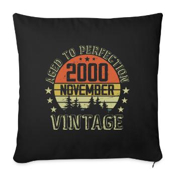 Birthday November 2000 Vintage November Gift - Sofa pillowcase 17,3'' x 17,3'' (45 x 45 cm) - black - Front
