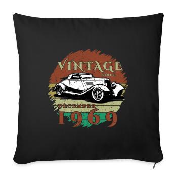 55th Birthday - Classic - Vintage since 12/1969 - Sofa pillowcase 17,3'' x 17,3'' (45 x 45 cm) - black - Front