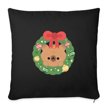 Noël de Capybara - Housse de coussin décorative 45 x 45 cm - noir - Devant