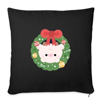 Kuh-Weihnachten - Sofakissenbezug 45 x 45 cm - Schwarz - Vorne