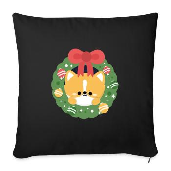 Corgi Dog Christmas - Sofa pillowcase 17,3'' x 17,3'' (45 x 45 cm) - black - Front
