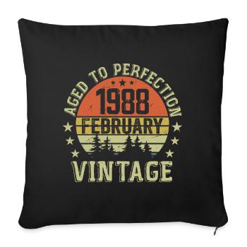 Février 1988 - Cadeau Anniversaire Février 1988 - Housse de coussin décorative 45 x 45 cm - noir - Devant