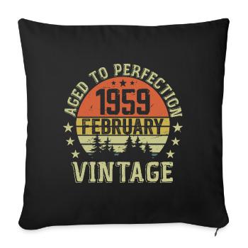 February 1959 - February 1959 Birthday Gift - Sofa pillowcase 17,3'' x 17,3'' (45 x 45 cm) - black - Front