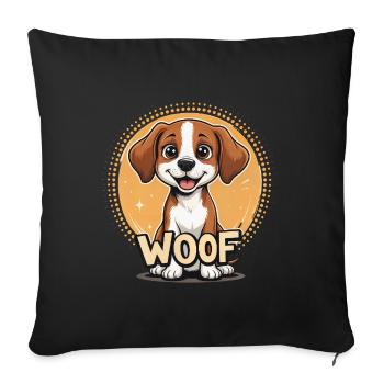 Dog says WOOF - Sofa pillowcase 17,3'' x 17,3'' (45 x 45 cm) - black - Front