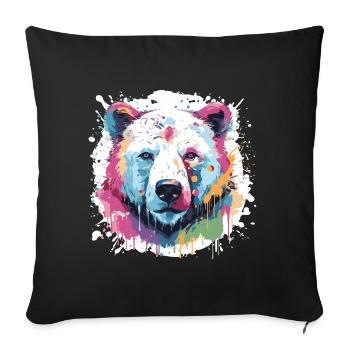 Polar Bear Animal Pop Art Head Polar Bear - Sofa pillowcase 17,3'' x 17,3'' (45 x 45 cm) - black - Front