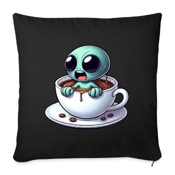 Alien Alien Coffee Drinker Caffeine - Sofa pillowcase 17,3'' x 17,3'' (45 x 45 cm) - black - Front